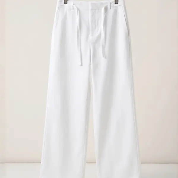 Premium Linen  White Wide-Leg Pants