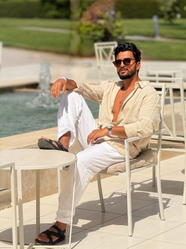 Beige Linen Summer Shirt - Image 2